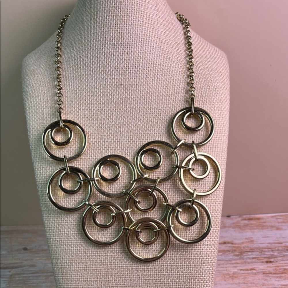 Circle Gold Linked Statement Necklace